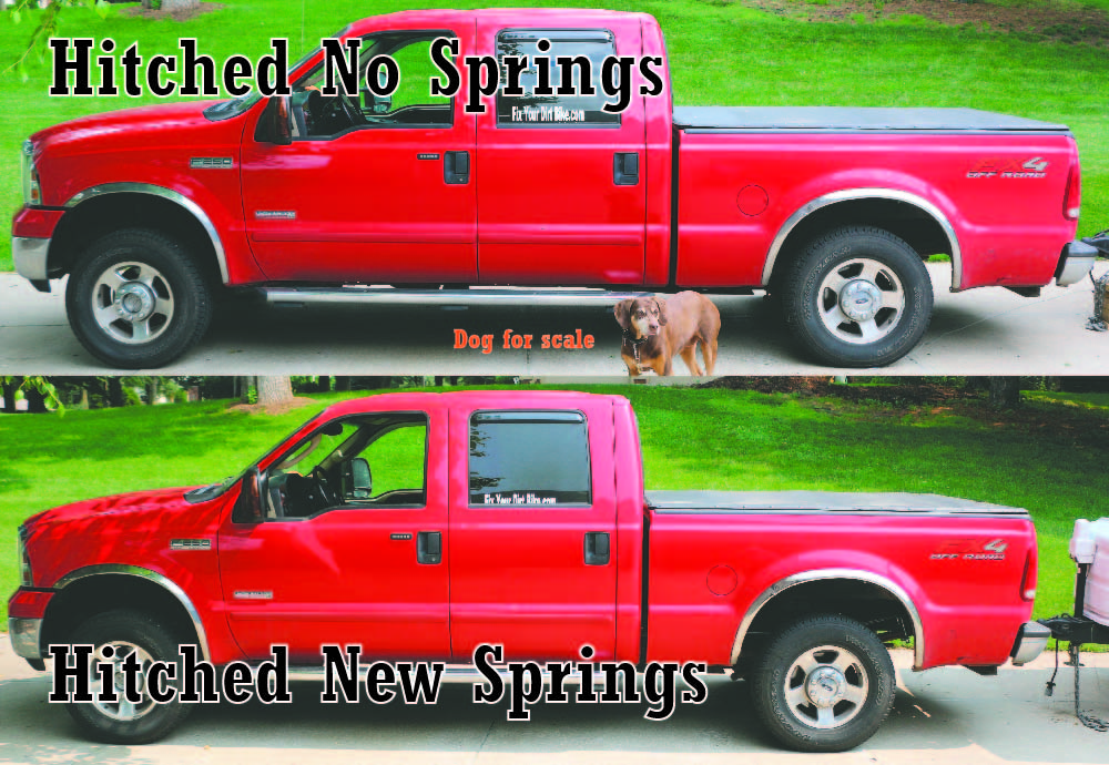 2005 ford F250 With and Witout Helper Springs Hitched to trailer